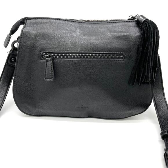 La Diva Crossbody Bag Purse Suede Leather Tasseled Boho Minimalist Grunge Gothic - Picture 15 of 16